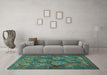 Machine Washable Persian Turquoise Traditional Area Rugs in a Living Room,, wshtr4707turq