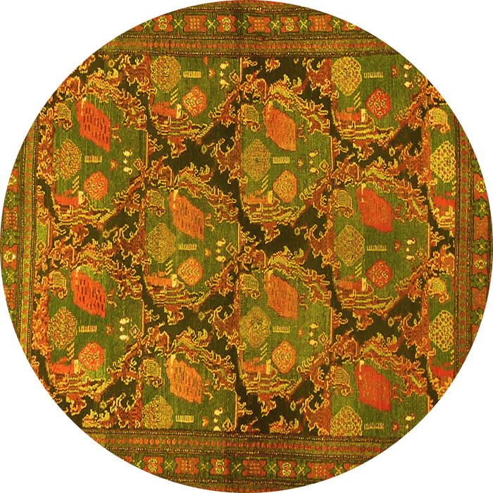Round Persian Yellow Traditional Rug, tr4707yw