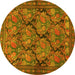 Round Machine Washable Persian Yellow Traditional Rug, wshtr4707yw