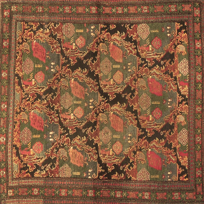 Square Persian Brown Traditional Rug, tr4707brn