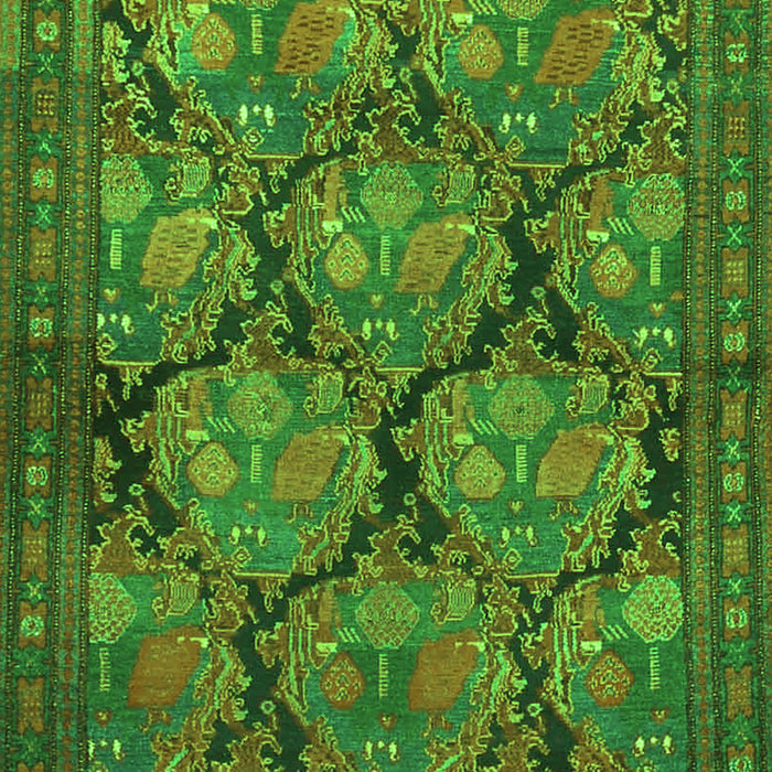 Serging Thickness of Machine Washable Persian Green Traditional Area Rugs, wshtr4707grn