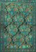 Machine Washable Persian Turquoise Traditional Area Rugs, wshtr4707turq