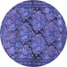 Round Persian Blue Traditional Rug, tr4707blu