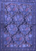 Machine Washable Persian Blue Traditional Rug, wshtr4707blu