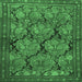 Square Machine Washable Persian Emerald Green Traditional Area Rugs, wshtr4707emgrn