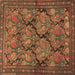 Square Machine Washable Persian Brown Traditional Rug, wshtr4707brn