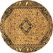 Round Medallion Brown Traditional Rug, tr4708brn