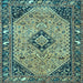 Square Medallion Light Blue Traditional Rug, tr4708lblu