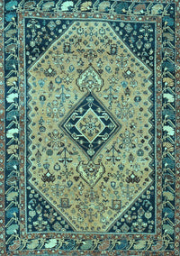 Medallion Light Blue Traditional Rug, tr4708lblu