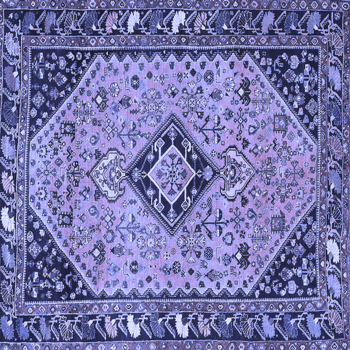 Square Machine Washable Medallion Blue Traditional Rug, wshtr4708blu