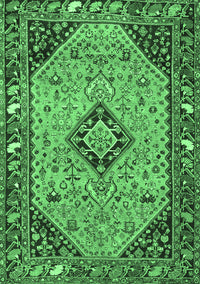 Medallion Emerald Green Traditional Rug, tr4708emgrn