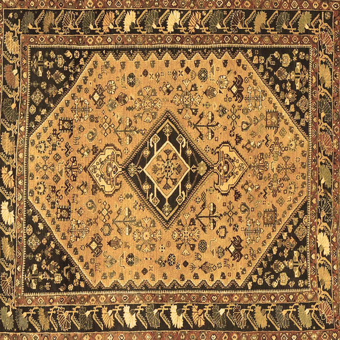 Square Machine Washable Medallion Brown Traditional Rug, wshtr4708brn