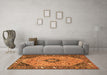 Machine Washable Medallion Orange Traditional Area Rugs in a Living Room, wshtr4708org