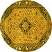 Round Medallion Yellow Traditional Rug, tr4708yw