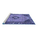 Sideview of Machine Washable Medallion Blue Traditional Rug, wshtr4708blu