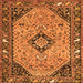 Round Machine Washable Medallion Orange Traditional Area Rugs, wshtr4708org