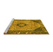 Sideview of Machine Washable Medallion Yellow Traditional Rug, wshtr4708yw