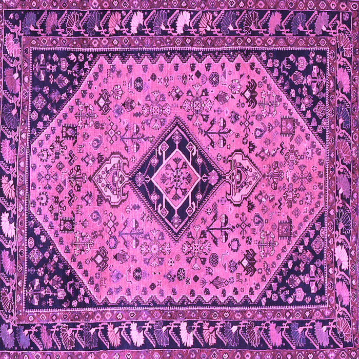 Square Machine Washable Medallion Purple Traditional Area Rugs, wshtr4708pur