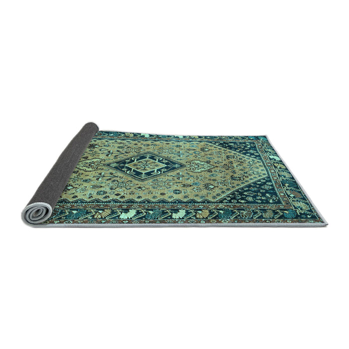 Sideview of Medallion Light Blue Traditional Rug, tr4708lblu