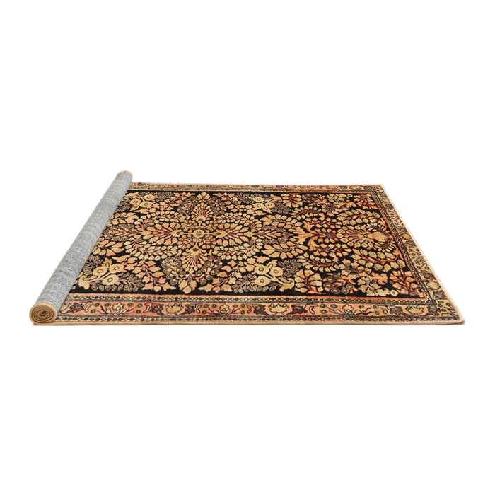 Sideview of Machine Washable Traditional Sand Brown Rug, wshtr4709