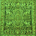 Round Machine Washable Persian Green Traditional Area Rugs, wshtr4709grn