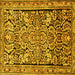 Square Machine Washable Persian Yellow Traditional Rug, wshtr4709yw