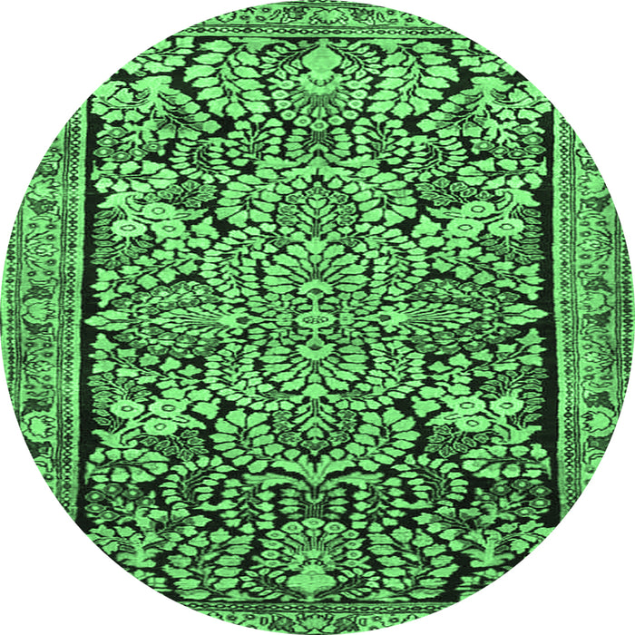 Round Persian Emerald Green Traditional Rug, tr4709emgrn