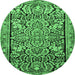 Round Persian Emerald Green Traditional Rug, tr4709emgrn