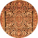 Machine Washable Persian Orange Traditional Area Rugs, wshtr4709org