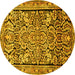 Round Persian Yellow Traditional Rug, tr4709yw