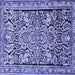 Square Machine Washable Persian Blue Traditional Rug, wshtr4709blu