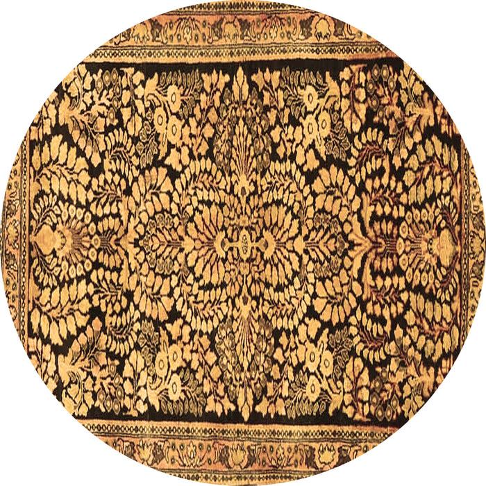 Round Persian Brown Traditional Rug, tr4709brn