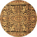 Round Persian Brown Traditional Rug, tr4709brn