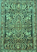 Machine Washable Persian Turquoise Traditional Area Rugs, wshtr4709turq