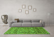 Machine Washable Persian Green Traditional Area Rugs in a Living Room,, wshtr4709grn