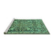 Sideview of Machine Washable Persian Turquoise Traditional Area Rugs, wshtr4709turq