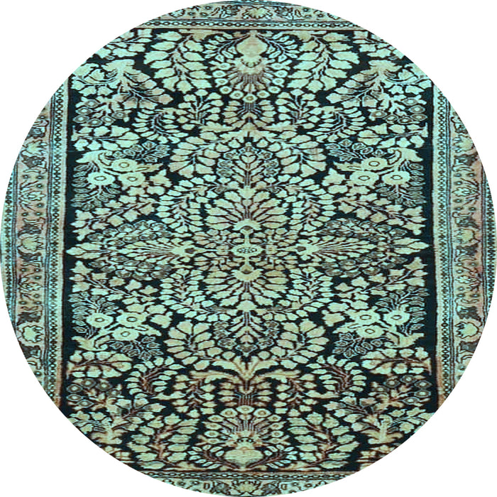 Round Machine Washable Persian Light Blue Traditional Rug, wshtr4709lblu