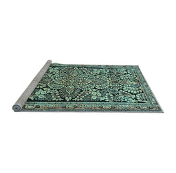 Sideview of Machine Washable Persian Light Blue Traditional Rug, wshtr4709lblu