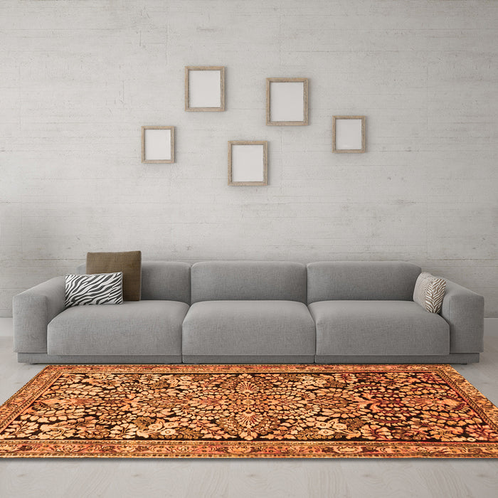Machine Washable Persian Orange Traditional Area Rugs in a Living Room, wshtr4709org