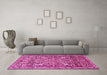 Machine Washable Persian Pink Traditional Rug in a Living Room, wshtr4709pnk