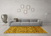 Machine Washable Persian Yellow Traditional Rug in a Living Room, wshtr4709yw