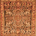 Round Machine Washable Persian Orange Traditional Area Rugs, wshtr4709org