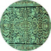 Round Persian Turquoise Traditional Rug, tr4709turq