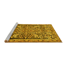 Sideview of Machine Washable Persian Yellow Traditional Rug, wshtr4709yw