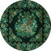 Round Medallion Turquoise French Rug, tr470turq