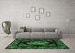 Machine Washable Medallion Emerald Green French Area Rugs in a Living Room,, wshtr470emgrn