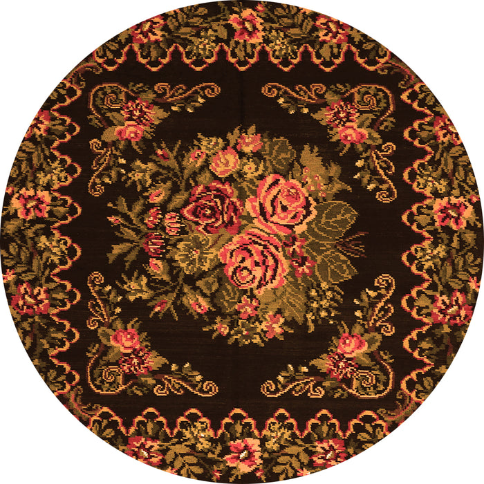Machine Washable Medallion Orange French Area Rugs, wshtr470org