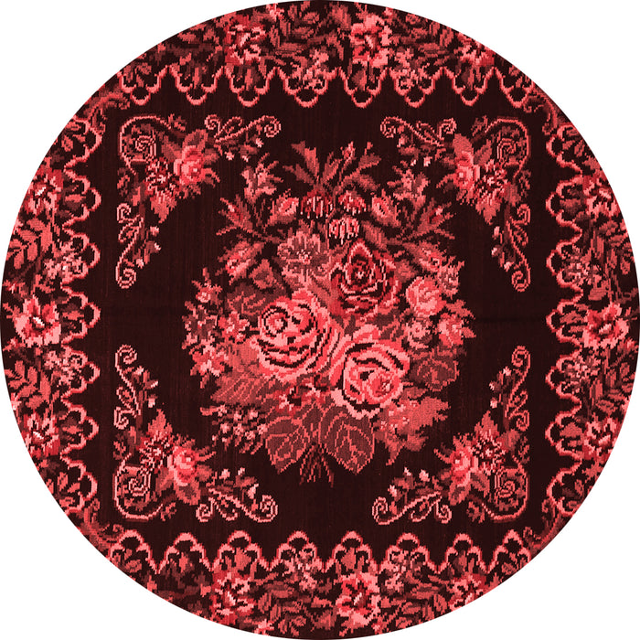 Machine Washable Medallion Red French Rug, wshtr470red