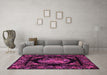 Machine Washable Medallion Pink French Rug in a Living Room, wshtr470pnk