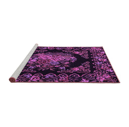 Sideview of Machine Washable Medallion Purple French Area Rugs, wshtr470pur